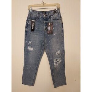 Simple Society Womens Straight Super High Rise Button Fly Jeans Size 7/28 NEW